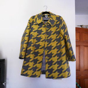 Luii Yellow Houndstooth Coat Size Small